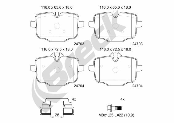 Brake Pad Set, disc brake - 24704 00 554 00 BRECK